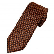 Tresanti Celeste Navy Blue & Orange Patterned Men's Silk Tie