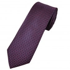 Tresanti Celeste Navy Blue & Pink Circle Pattern Men's Silk Tie