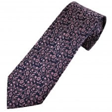 Tresanti Celeste Navy Blue & Pink Floral Pattern Men's Silk Tie