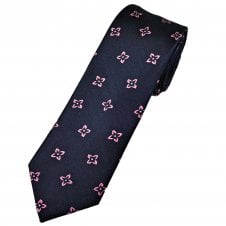 Tresanti Celeste Navy Blue & Pink Pattern Men's Silk Tie