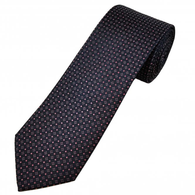 Tresanti Celeste Navy Blue & Pink Pattern Men's Silk Tie
