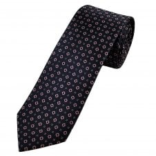 Tresanti Celeste Navy Blue & Pink Patterned Men's Silk Tie