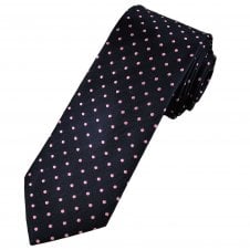 Tresanti Celeste Navy Blue & Pink Polka Dot Men's Silk Tie