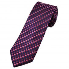 Tresanti Celeste Navy, Blue, Pink, Red & Purple Geometric Pattern Men's Designer Silk Tie