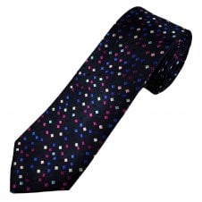 Tresanti Celeste Navy, Blue, Pink & Silver Diamond Pattern Men's Silk Designer Tie