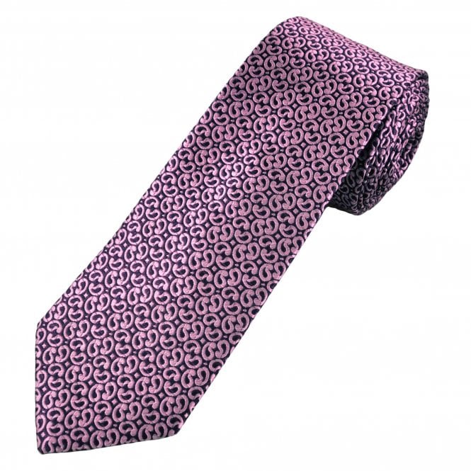 Tresanti Celeste Navy Blue & Pink Small Paisley Pattern Men's Silk Tie