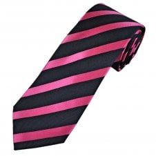 Tresanti Celeste Navy Blue & Pink Stripe Men's Silk Designer Tie
