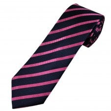 Tresanti Celeste Navy Blue & Pink Stripe Men's Silk Tie