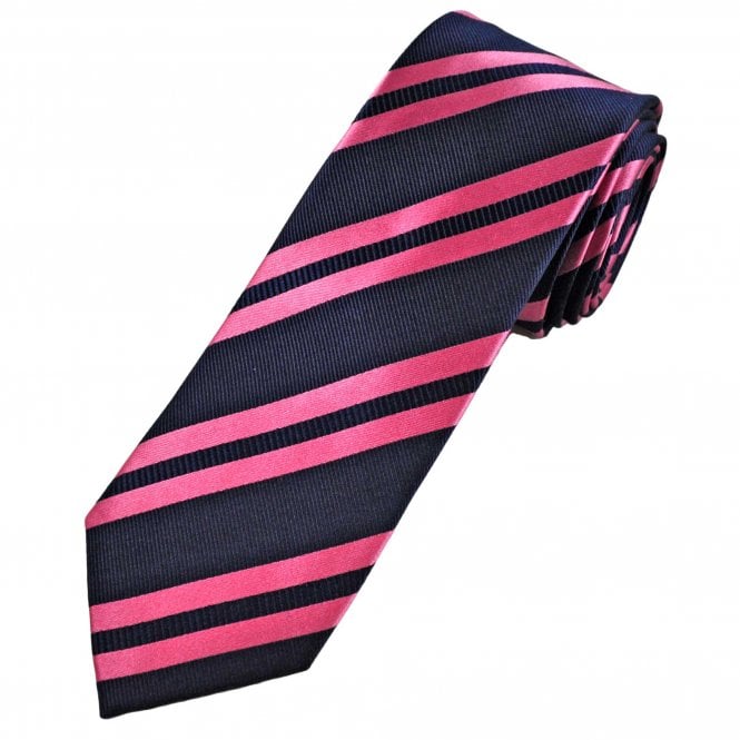 Tresanti Celeste Navy Blue & Pink Stripe Men's Silk Tie