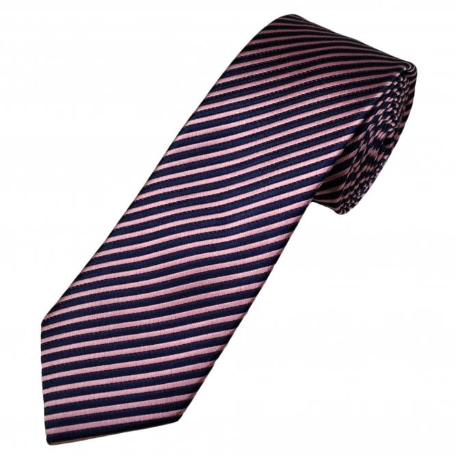 Tresanti Celeste Navy Blue & Pink Stripe Men's Silk Tie