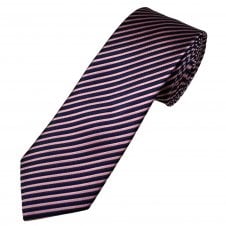Tresanti Celeste Navy Blue & Pink Stripe Men's Silk Tie