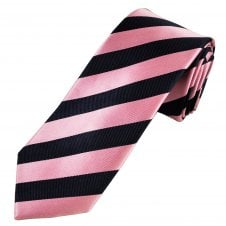 Tresanti Celeste Navy Blue & Pink Striped Men's Silk Designer Tie