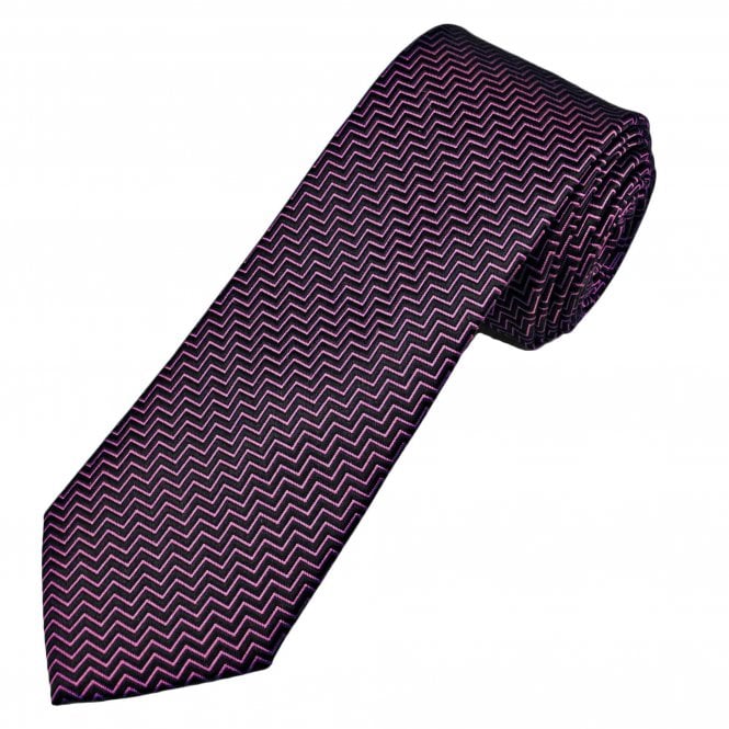 Tresanti Celeste Navy Blue & Pink Zig Zag Pattern Men's Silk Tie