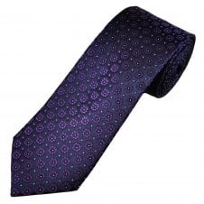 Tresanti Celeste Navy Blue & Purple Flower Men's Silk Designer Tie