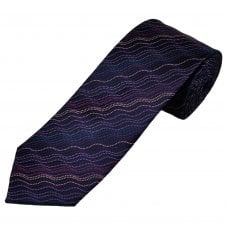Tresanti Celeste Navy, Blue, Purple, Lilac, Pink & Peach Wavy Dots & Stripes Men's Silk Tie