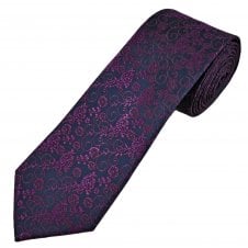 Tresanti Celeste Navy Blue & Purple Pattern Men's Silk Tie