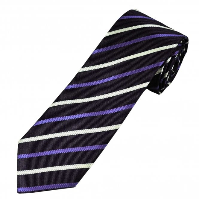 Tresanti Celeste Navy Blue, Purple & White Stripe Men's Silk Tie