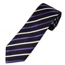 Tresanti Celeste Navy Blue, Purple & White Stripe Men's Silk Tie