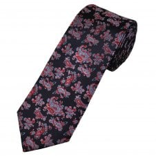Tresanti Celeste Navy Blue, Red, Baby Pink & Light Blue Paisley Pattern Men's Silk Tie