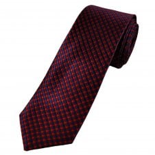 Tresanti Celeste Navy Blue & Red Checked Men's Silk Designer Tie
