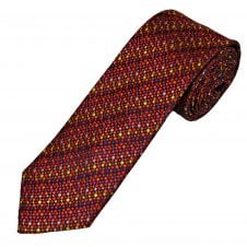 Tresanti Celeste Navy Blue, Red, Orange, Fuchsia, Light Pink & Yellow Pattern Men's Silk Tie