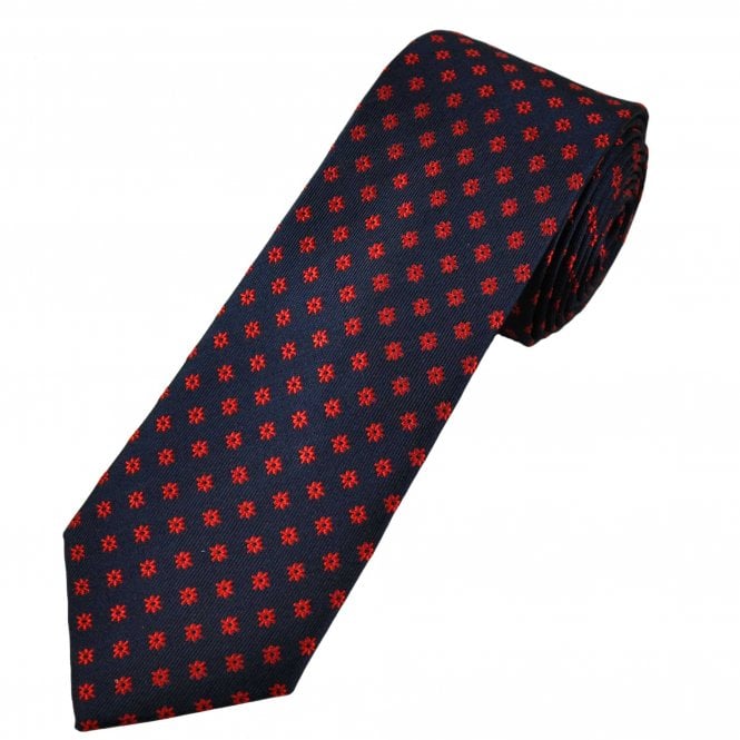 Tresanti Celeste Navy Blue & Red Pattern Men's Silk Tie