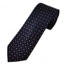 Tresanti Celeste Navy Blue, Red & Pink Diamond Pattern Men's Silk Designer Tie