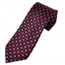 Tresanti Celeste Navy Blue, Red & Pink Diamond Pattern Men's Silk Designer Tie