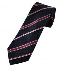 Tresanti Celeste Navy Blue, Red & Pink Stripes Men's Silk Designer Tie