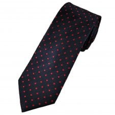 Tresanti Celeste Navy Blue & Red Polka Dot Men's Silk Tie