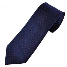Tresanti Celeste Navy Blue & Red Rectangle Pattern Men's Silk Designer Tie