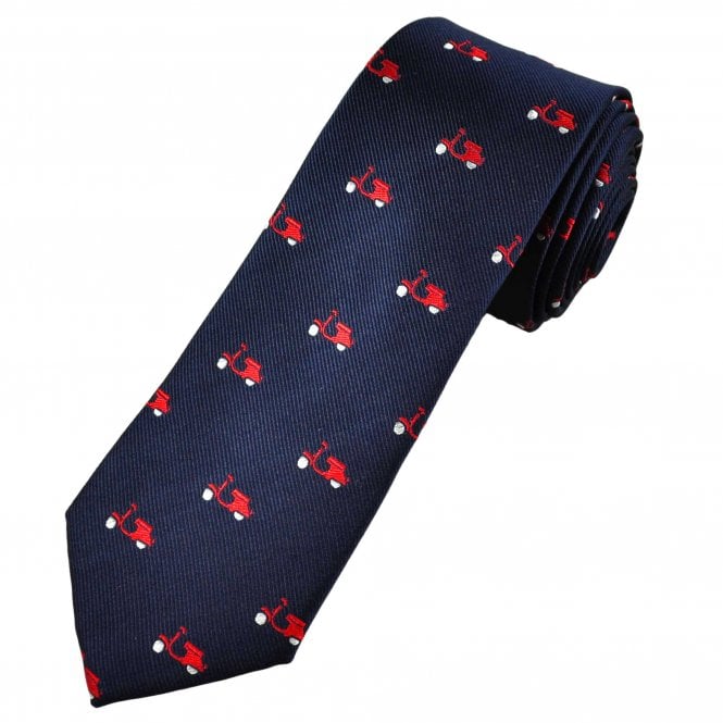 Tresanti Celeste Navy Blue & Red Scooters Men's Silk Tie