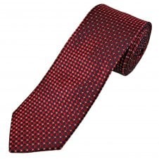 Tresanti Celeste Navy Blue, Red & Silver Diamond Checked Men's Silk Designer Tie