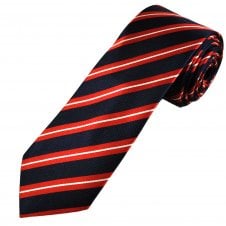 Tresanti Celeste Navy Blue, Red & White Stripe Men's Silk Tie