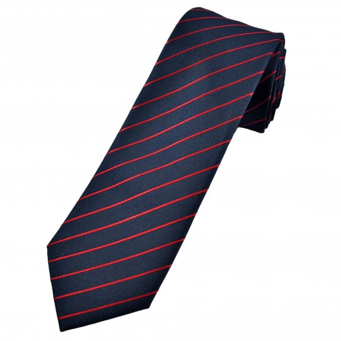 Tresanti Celeste Navy Blue & Scarlet Red Pin Stripe Men's Designer Silk Tie