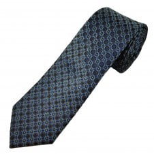 Tresanti Celeste Navy Blue, Sepia Brown, Light Blue & Gold Pattern Men's Silk Tie