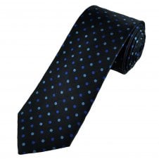 Tresanti Celeste Navy Blue & Shades Of Blue Polka Dot Men's Silk Designer Tie