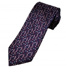 Tresanti Celeste Navy Blue, Shades of Pink & Blue Circle Patterned Men's Silk Designer Tie