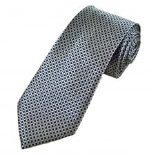 Tresanti Celeste Navy Blue & Silver Circle Effect Pattern Men's Silk Tie