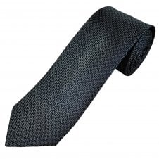 Tresanti Celeste Navy Blue & Silver Grey Square Pattern Men's Silk Designer Tie