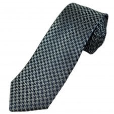 Tresanti Celeste Navy Blue & Silver Houndstooth Pattern Men's Silk Designer Tie