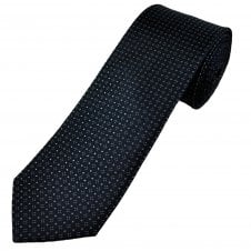 Tresanti Celeste Navy Blue & Silver Patterned Men's Silk Designer Tie