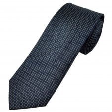 Tresanti Celeste Navy Blue & Silver Square Pattern Men's Silk Designer Tie