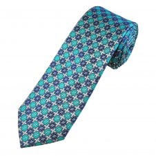 Tresanti Celeste Navy Blue, Silver, Turquoise & Red Patterned Men's Silk Tie