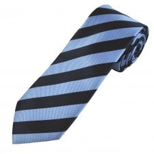Tresanti Celeste Navy Blue & Sky Blue Stripe Men's Silk Tie