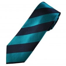 Tresanti Celeste Navy Blue & Teal Stripe Men's Silk Tie
