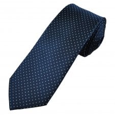 Tresanti Celeste Navy Blue & Turquoise Rectangle Pattern Men's Silk Designer Tie