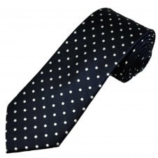 Tresanti Celeste Navy Blue & White Polka Dot Men's Silk Tie
