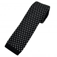 Tresanti Celeste Navy Blue & White V Pattern Men's Silk Knitted Tie