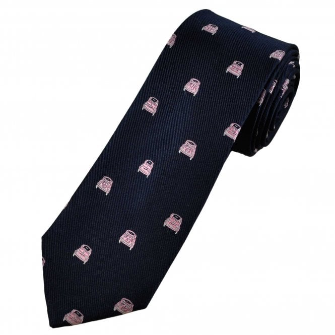 Tresanti Celeste Navy Blue with Pink Cars Men's Silk Tie
